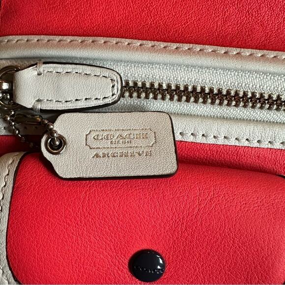 Coach Archive Legacy Two Tone Utility Clutch Bright Coral Snow - Picture 8 of 11